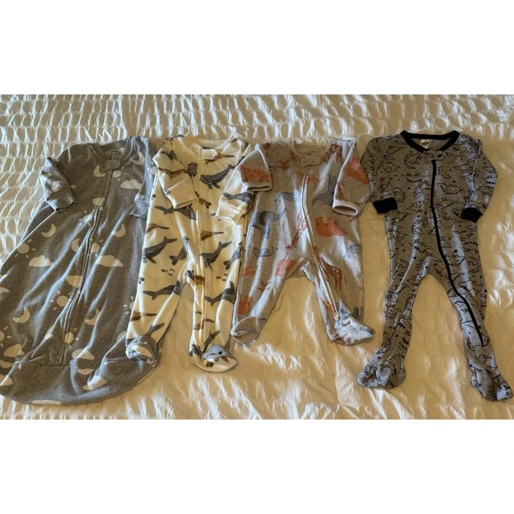 Sleeper Bundle 0-9 Month Lot Fleece Cotton And Fleece Sleep‎ Sack Lot Of 4